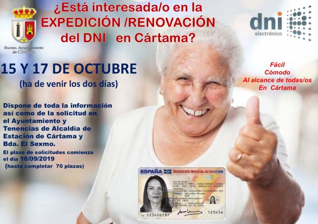 foto de Nuevas fechas para expedir o renovar el DNI en Cártama