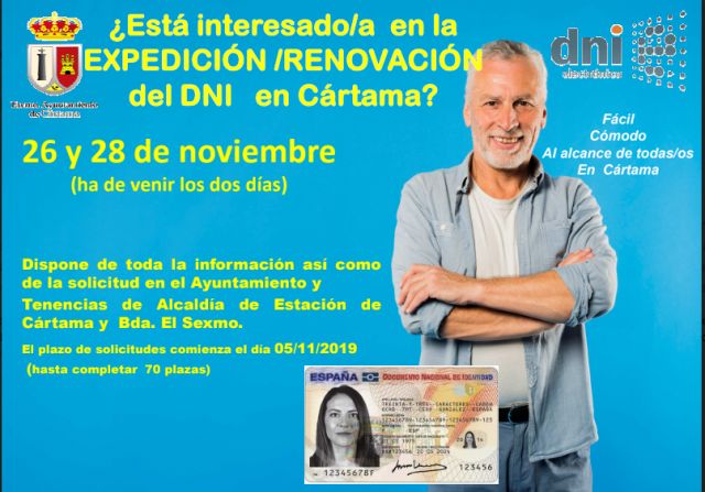 foto de Nuevas fechas para expedir o renovar el DNI en Cártama